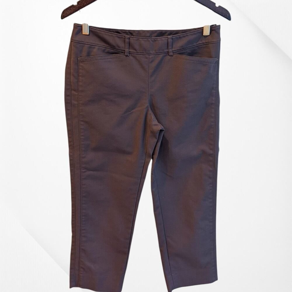 White House Black Market Slim Ankle Length Brown Pants With Side Zipper - 4